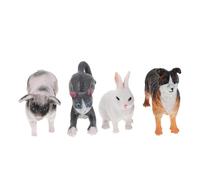BCOATH Figuras Realistas de Animales de Granja de Plástico Set de 4 Mini Modelos Cerdo Perro Gato Conejo Juguetes Educativos para Pequeños Decoración para Tartas y Fiestas de