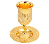 BCOATH Juego de Copa Kiddush de Aleación de Zinc Dorado Reutilizable y Conveniente para Fiestas Judías y Uso en Casa