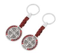 BCOATH Llavero de Medalla de San Benito Católico, 2 Piezas de Metal Compacto y Multifuncional Crucifijo, Adecuado para Obsequio de Comunión o Graduación