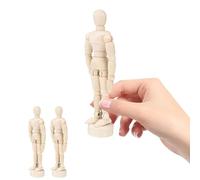 BCOATH Maniquí Articulado de Madera 3 Piezas 11,5 Cm Figura para Dibujo y Adorno Artístico Portátil para Artistas y Estudiantes