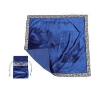 BCOATH Mantel para Mesa de Adivinación de Tela Suave Azul 66x66 Cm con Borde Dorado y Bolsa Práctica de Adivinación