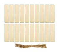 BCOATH Marcapáginas de Madera sin Terminar 12 X 3,3 Cm, 60 Piezas Rectangulares con Agujeros y Cuerdas, Etiquetas Colgantes para Manualidades, Pintura y Decoración en Proyectos Escolares