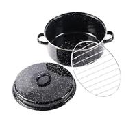 BCOATH Olla de Cocina Esmaltada Negra con Fondo Resistente para Asar Batatas y Carne, Bandeja para Asar Doméstica Segura y Duradera para Uso en Horno