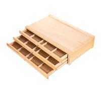 BCOATH Organizador de Pintura de Madera 3 Niveles, Caja de Almacenamiento para Pinceles y Bolígrafos, Multifunción para Escritorio y Dibujo al Aire Libre, Contenedor Portátil