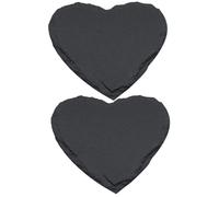 BCOATH Plato de Pizarra Natural Negro 2 Piezas Forma de Corazón | Textura Rústica y Superficie Elegante, Preparado para Uso en Cocina, Queso, Sándwiches y Ensaladas