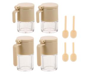 BCOATH Tarros de Especias en Miniatura para Casas de Muñecas, 4 Piezas, Organizador de Condimentos Detallado y Funcional, Mini Contenedores Decorativos para Cocina de Muñecas