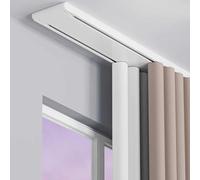 Bcofo Riel de cortina de doble fila silencioso, resistente, para cortinas, divisor de habitación para sala de estar, dormitorio, hospital, fácil instalación (blanco, 3,8 m)