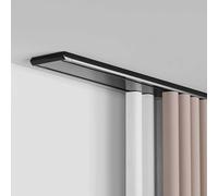 Bcofo Riel de cortina doble, riel de cortina silencioso de aluminio para montaje en techo, para la privacidad de la sala de estar y del dormitorio (negro, 1,7 m)