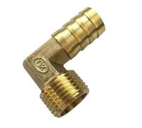 BCOMFY 1 Unidad 6/8/10/12/14/16/19mm Espiga for Manguera 1/8 "1/4" 3/8 "1/2" 3/4 "BSP Codo de Rosca Macho Conector acoplador de instalación de tuberías de latón(16mm,3/8")