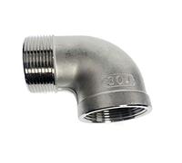 BCOMFY 1 Unidad de Codo de Calle Hembra X Macho, Accesorio de tubería roscado de Acero Inoxidable 304 BSP(DN50)