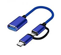 Bcowtte Cable Adaptador 2 en 1 USB 3.0 OTG Type-C Micro-USB una USB 3.0 Convertidor de Interfaz para LíNea de Cable de Carga de TeléFono Celular - Azul