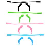 BCP Juego de 4 gafas de silicona para niños, sujetadores para el cuello, gafas de sol, gafas de sol, gafas de sol, gafas de sol, correa de seguridad para niños (rosa, azul, negro y verde)