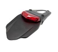 BCR - Soporte para matrícula Universal con Faro de Lente roja. Faro Trasero para Moto. Soporte Universal para matrícula de Moto. Cristal Rojo.