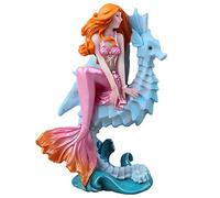 BCSIUHD Adorno para Acuario, decoración de Sirena de Caballito de mar, Accesorios de Suministros para peceras, Regalos de Sirena para niñas, Estatua de Princesa mediterránea para decoración del hogar