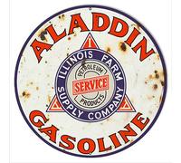 BCTS Aladdin - Cartel de metal redondo cuadrado redondo de metal para reproducción de gasolina, 30 x 30 cm