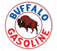 BCTS Buffalo Gasoline - Cartel de metal redondo cuadrado (30,5 x 30,5 cm)