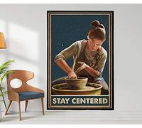 BCTS Cartel de cerámica con texto en inglés "Girl Makes Pottery Stay Centered Pottery" (30,5 x 40,6 cm)