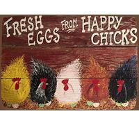 BCTS Cartel de gallinero rústico Grande para gallinas y gallos de Granja de gallinas, Accesorios de decoración de Metal, Cartel de Pollo, Cartel de 20,3 x 30,5 cm