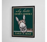 BCTS Cartel de metal con texto en inglés "Hello Sweet Cheeks Take A Seat Donkey Bath" opcional de 20 x 30 cm