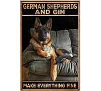 BCTS Cartel de metal con texto en inglés "Pastores alemanes y ginebra hacer todo para amigos de familia, cumpleaños, decoración divertida, 30,5 x 40,6 cm