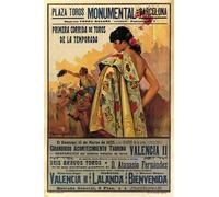 BCTS Cartel de publicidad vintage de corrida de toros Barcelona España 1935 Corrida decoración del hogar arte decoración de la pared cartel de metal 20 x 30 cm