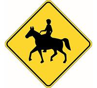 BCTS Caution - Señal de advertencia de caballos y jinetes de cruce de tráfico de calle (metal, 30,5 x 30,5 cm)