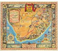 BCTS Digital 1950 Mapa Pictórico de Sudáfrica Turismo Viaje Poster Descarga instantánea Dormitorio Retro Cafe Store Cartel Metal 20x30 pulgadas