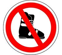 BCTS No Ski-Boots Autoris¨¦ De S¨¦curit¨¦ Iso ¨¦tiquette Divertido Cartel de Metal Cruzando Tráfico Novedad Cartel Cuadrado 30,5 x 30,5 cm