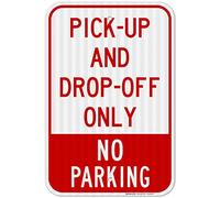 BCTS - Placa de metal con texto en inglés "Pickup and Dropoff Only No Parking (12 x 16 pulgadas)