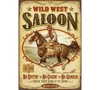 BCTS Placa de metal para pared publicitaria de The Wild West Saloon, estilo vintage, cartel de metal de 30,5 x 40,6 cm SPA157