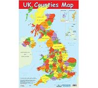 BCTS Póster de Mapa de los condados del Reino Unido para decoración del hogar, póster de metal de 30,5 x 40,6 cm