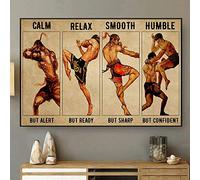 BCTS Póster de pared horizontal vintage de Muay Thai Calm Relax Smooth Humilde, decoración de pared, póster de metal, 20 x 30 cm