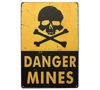 BCTS Señal de peligro de minas al aire libre para decoración de patio de 8 x 12 pulgadas