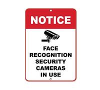 BCTS Señal de reconocimiento facial para cámaras de seguridad en uso al aire libre para decoración de patio de 8 x 12 pulgadas