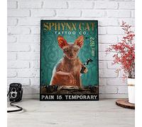 BCTS Sphynx Cat Tattoo Co Pain Is Temporary Poster Sphynx Cat Tattoo Art - Póster de pared para gato, diseño de gato divertido de 30,5 x 40,6 cm
