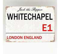 BCTS Whitechapel Placa de metal para puerta de pared con diseño de bandera de Londres Jack el destripador y decoración al aire libre, 20 x 30 cm