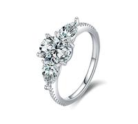 BCughia Alianza de boda para mujer, oro blanco, anillo de matrimonio de 9 K/14 K con anillos ovalados y lágrimas de moissanita, Oro blanco de 14 quilates, Moissanita