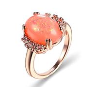 BCughia Alianzas Boda Baratas, Anillo Mujer Naranja Ovalada Circonita Base con Chapado en Oro Rosa Día de San Valentín Anillos Mujer Talla 17