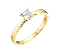 BCughia Anillo de boda de oro amarillo de 9/14/18 quilates para mujer, 0,3/0,4/0,5 quilates, anillo de compromiso de diamantes talla H 1/2-V 1/2, N 1/2, Oro amarillo de 14 quilates, Diamante