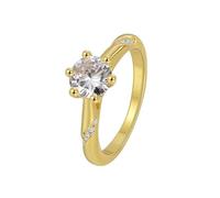 BCughia Anillo de boda para mujer, oro amarillo, oro de 9 quilates, 14 quilates, 18 quilates, anillo de aniversario simple de 4 puntas, anillos redondos de moissanita, tamaño H 1/2-T 1/2, Oro amarillo