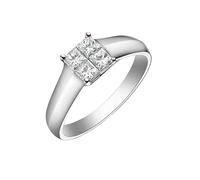 BCughia Anillo de compromiso de oro blanco, oro de 9 quilates, 14 quilates, 18 quilates, diamante cuadrado de 0,4 quilates, anillos de aniversario para mujer, talla H 1/2-V 1/2, O 1/2, Oro blanco de