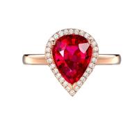 BCughia Anillo de compromiso para mujer, turmalina, 18 quilates, con turmalina roja y diamante de 1,27 ct, 2,19 ct, 3,15 ct, Oro rosa de 18 quilates, Tourmaline
