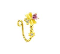 BCughia Anillo de nariz de acero quirúrgico con clip, mariposa falsa dorada con circonita cúbica sin perforación, 18 g, 1.0x10mm, Acero inoxidable, Circonita cúbica