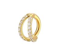 BCughia Anillo de nariz de titanio, 16 g, doble capa, aro de nariz con circonita cúbica, aretes para cartílago, hélice, labio, caracola, tragus, daith, piercing, 1.2x6mm, Titanio, Circonita cúbica