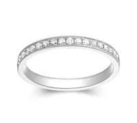 BCughia Anillo de oro blanco de 9/14/18 quilates con diamantes redondos de 0,4/0,43/0,45/0,47/0,5/0,53 quilates, para mujer, talla H 1/2-V 1/2, O 1/2, Oro blanco de 18 quilates, Diamante