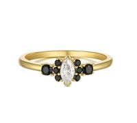 BCughia Anillo de oro real para mujer, oro amarillo, anillos 375 585, forma de marquesa, moissanita, anillo de compromiso, talla 47-62, Oro amarillo 585 de 14 quilates, Moissanita