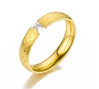 BCughia Anillo de Pedida de Mano, Anillos Oro Blanco Circonita Diseño de Grabado Vintage de 4 mm Día de San Valentín Anillo Mujer Talla 22