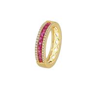 BCughia Anillos de boda de oro amarillo para mujer, anillos de eternidad de rubí creados en laboratorio en oro macizo de 9 quilates, 14 quilates y 18 quilates, Oro amarillo de 9 quilates, Rubí