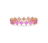 BCughia Anillos de boda de oro rosa de 9/14/18 quilates para mujer, anillo de compromiso cuadrado de zafiro rosa colorido de 1,4 quilates, tamaño H 1/2-V 1/2, N 1/2, Oro rosa de 14 quilates, Zafiro