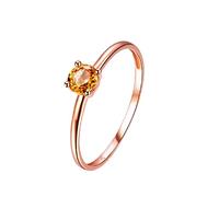 BCughia Anillos de boda de oro rosa para mujer, anillos de compromiso solitarios de zafiro amarillo de 18 quilates con forma redonda de 0,4 quilates, tamaño H 1/2-x 1/2, Oro rosa de 18 quilates